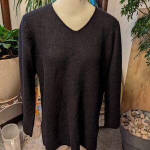 Saks Fifth Avenue Cashmere Collection 100% Black Cashmere Vneck Sz Lg